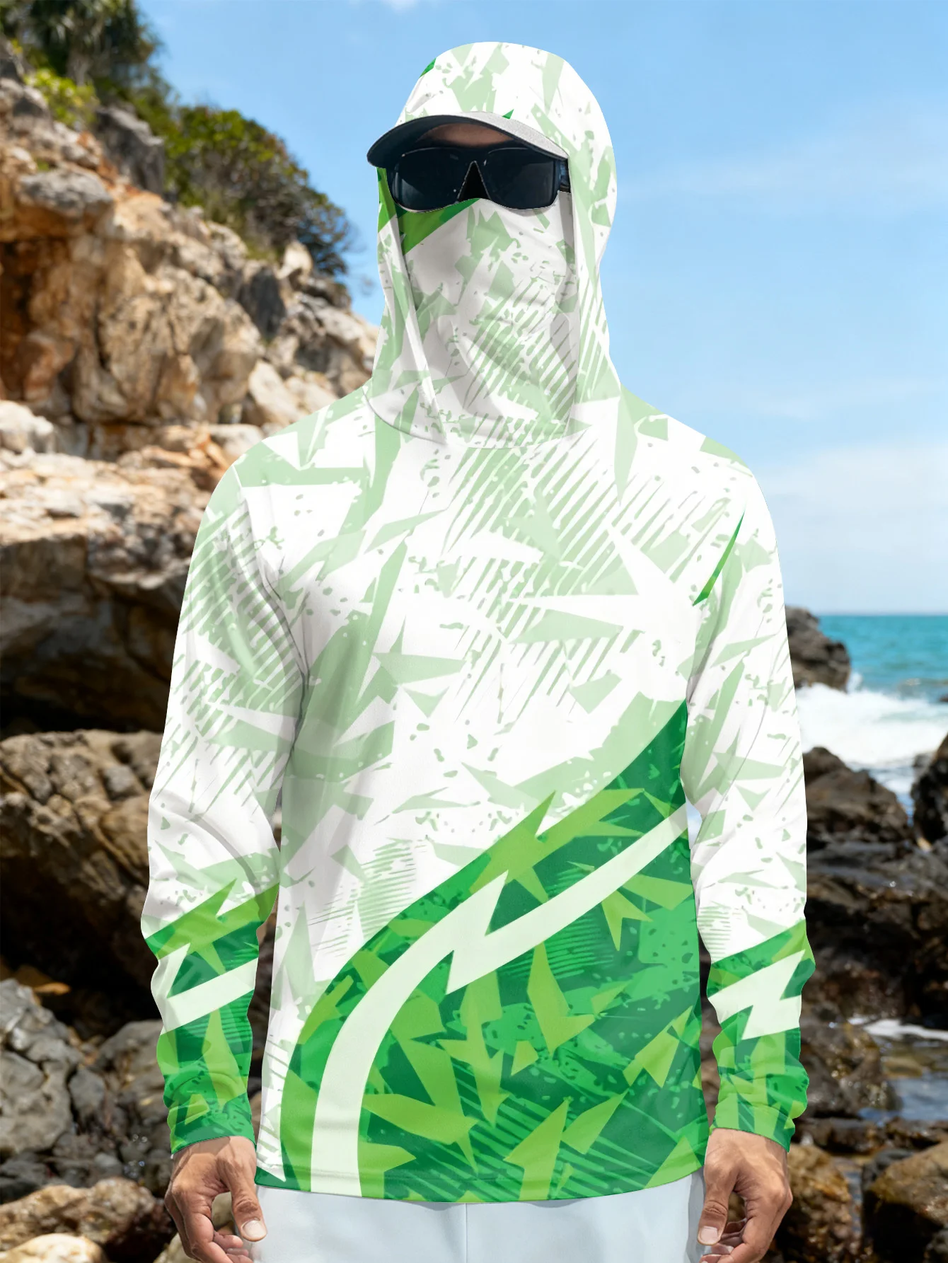 Rash Guard - Kemeja Pancing Pria dengan Tudung, Perlindungan