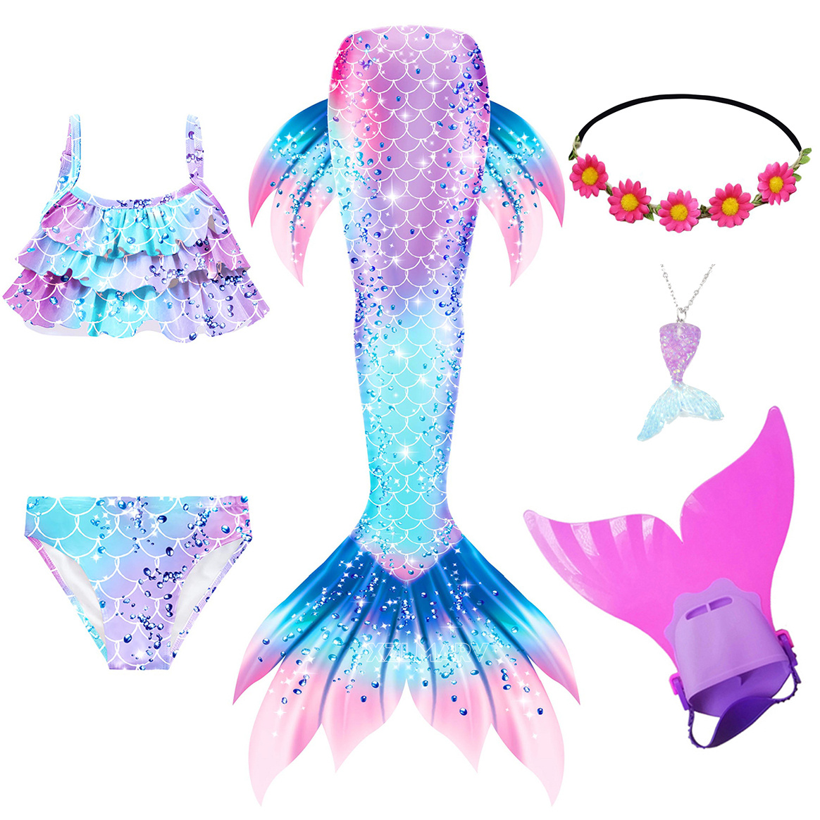 Swim Fins - 6 Buah/Set Kostum Putri Duyung Renang