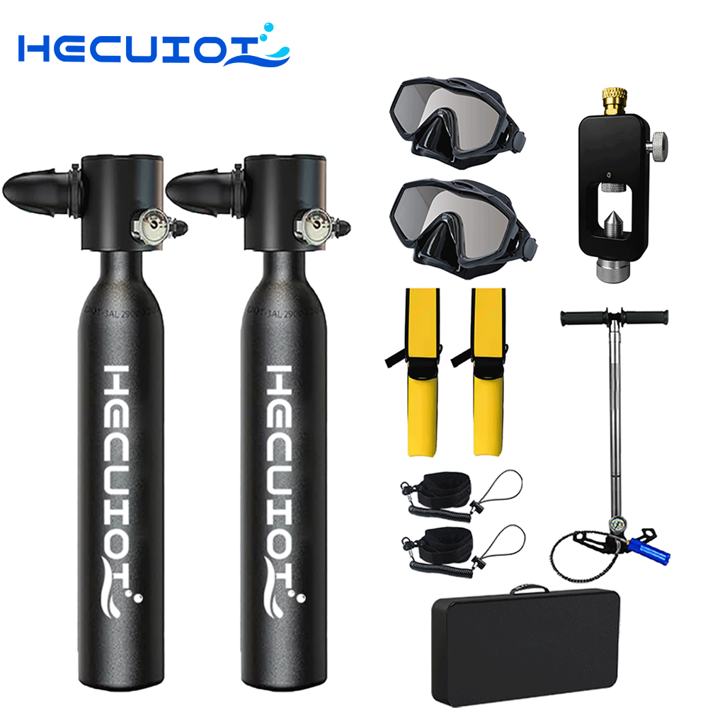 Snorkel Set - HECUIOI Peralatan Menyelam Tangki Scuba Mini