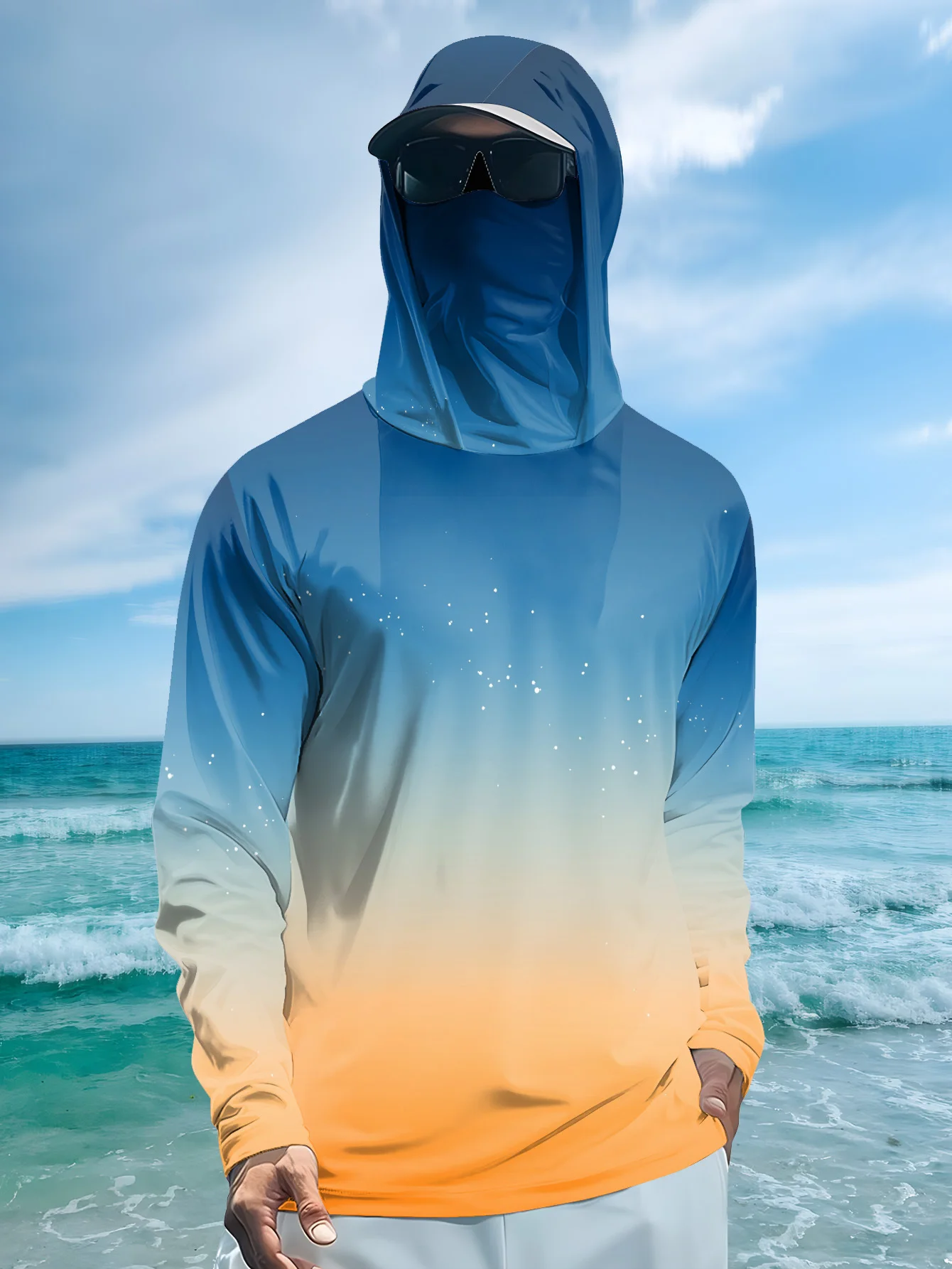 Rash Guard - Kemeja Pancing Pria dengan Tudung, Perlindungan